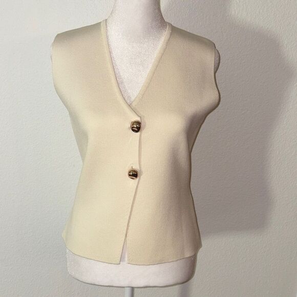 Zara gold button knit vest NWOT - Picture 5 of 5